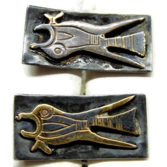 Vintage Peruvian 18K 925 Gold Inca Iconographic Bird Fish Cufflinks- 11.43g - Picture 4 of 11